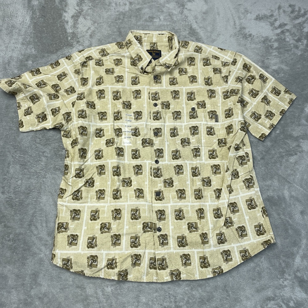 Woolrich Men's XL Casual Button-Down Shirt Beige a1853